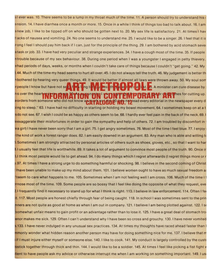 Item ID: 7344 Information on Contemporary Art, Catalogue no. 12. bookseller ART METROPOLE