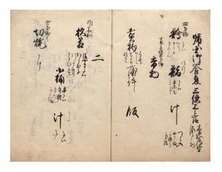 Manuscript on paper, entitled on paper label on upper cover “Chosen jin tochaku on. BANQUETS FOR THE KOREAN DELEGATION.