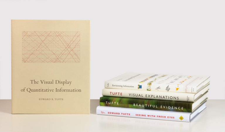 Item ID: 7417 A complete set of the first editions of the five books of Edward Tufte, including The Visual Display of Quantitative Information (1983); Envisioning Information (1990); Visual Explanations: Images and Quantities, Evidence and Narrative (1997); Beautiful Evidence (2006); and Seeing with Fresh Eyes. Meaning, Space, Data, Truth (2020). Edward TUFTE.