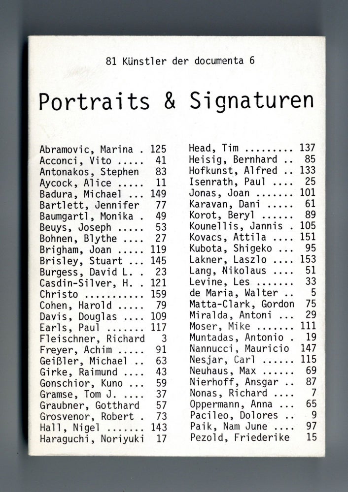 Item ID: 7420 [From the upper cover]: 81 Künstler der documenta 6, Portraits & Signaturen....
