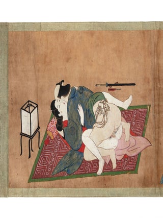 Picture scroll on paper, with ten erotic paintings, with ample use of metallic pigments & paint made from ground-up seashells.