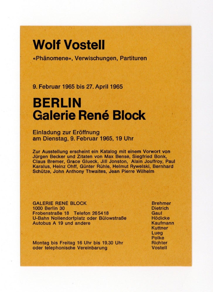Item ID: 8066 Announcement card: Wolf Vostell: “Phänomene”, Verwischungen, Partituren (9...