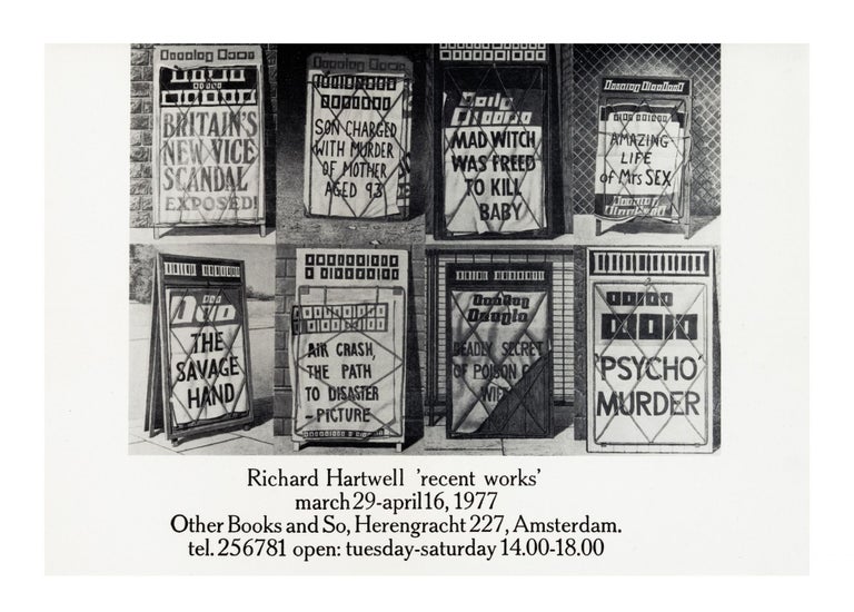 Item ID: 8087 Illustrated flyer for Richard Hartwell ‘recent works’ (29 March-16 April 1977). Richard HARTWELL.