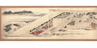 Illustrated scroll on fine paper concerned with the final Noh subscription performances, of 1848, by the Hosho ryu (school) of Noh.