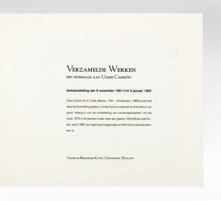 Verzamelde Werken, een Hommage aan Ulises Carrión (5 November 1991-5 January 1992).