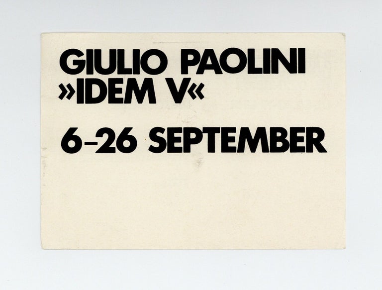 Item ID: 8267 Exhibition postcard: Giulio Paolini: “Idem V” (6-26 September [1975])....