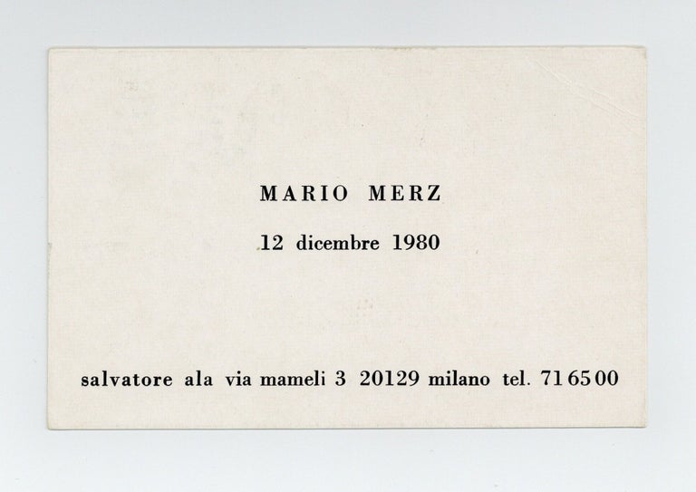 Item ID: 8313 Postcard invitation: Mario Merz (opens 12 December 1980). Mario MERZ