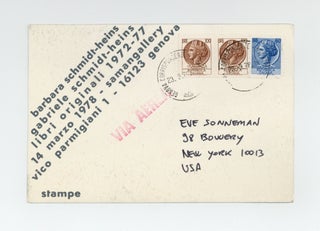 Postcard invitation: libri originali 1972-77 (opens 14 March 1978).