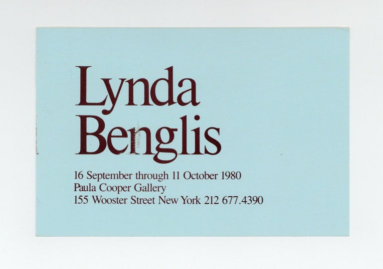 Item ID: 8316 Exhibition postcard: Lynda Benglis (16 September-11 October 1980). Lynda...