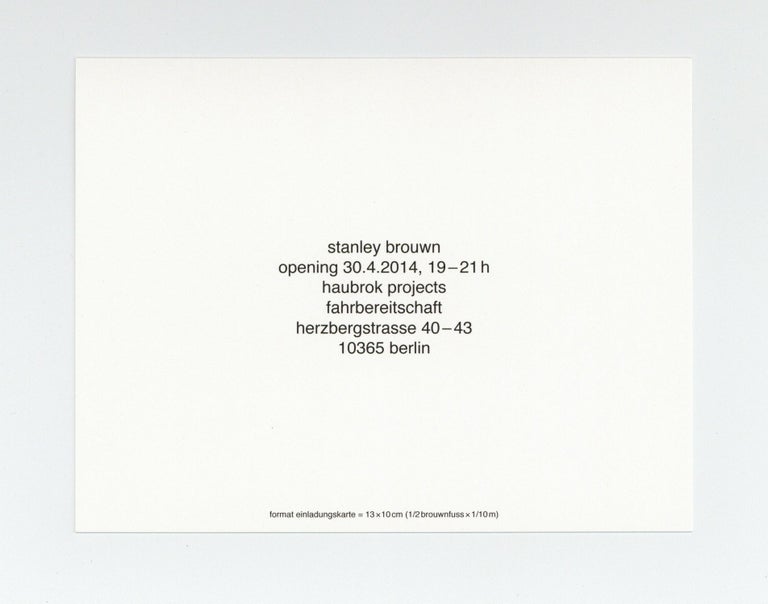 Item ID: 8389 Exhibition postcard: stanley brouwn (opens 30 April 2014). Stanley BROUWN