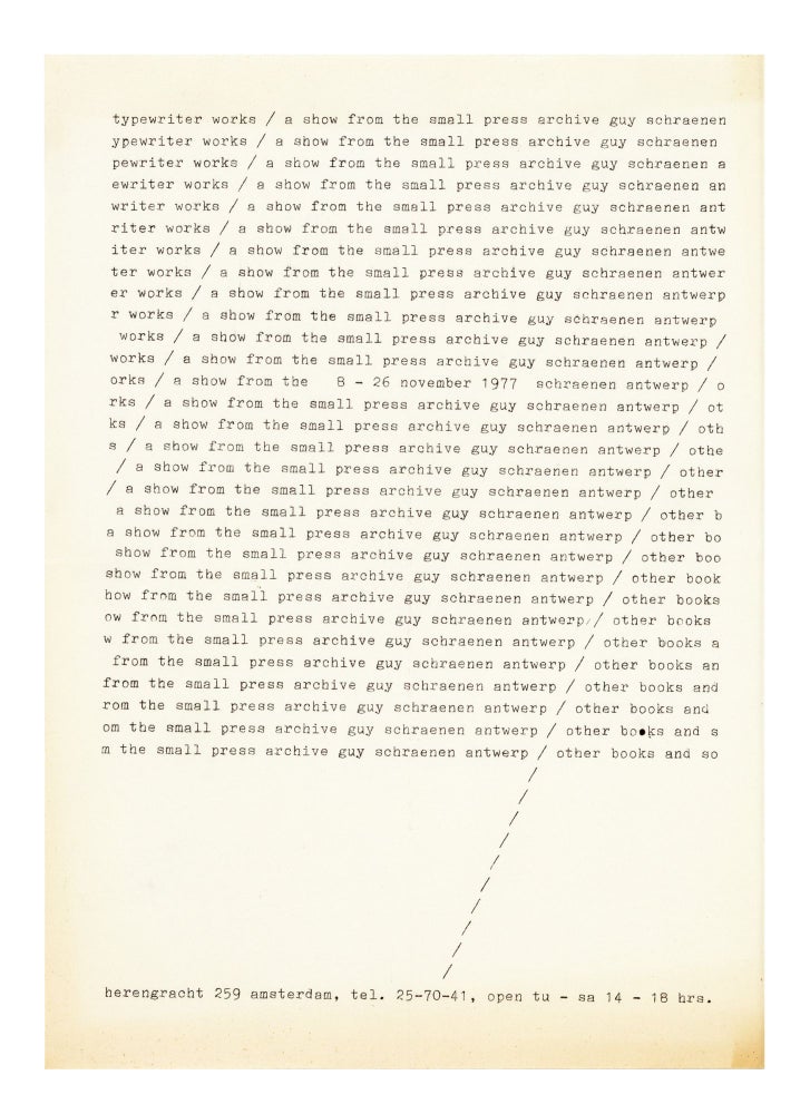 Item ID: 8424 A4 exhibition flyer: typewriter works / a show from the small press archive guy...