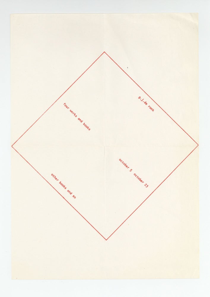 Item ID: 8428 A4 exhibition flyer: four works and books (5-23 October [1976]). G. J. de ROOK