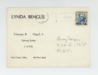 Exhibition postcard: Lynda Benglis (8 February-4 March [1970]).