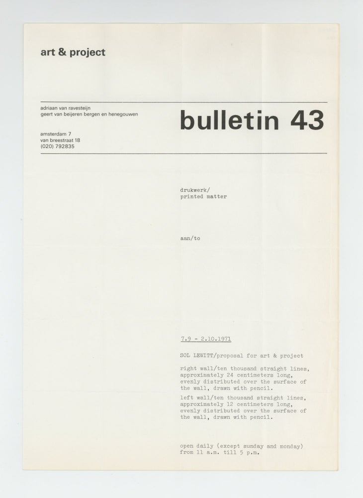 Item ID: 8568 bulletin 43 (7 September-2 October 1971). Sol LEWITT