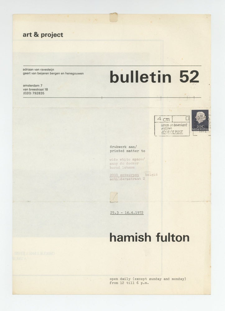 Item ID: 8569 bulletin 52 (25 March-14 April 1972). Hamish FULTON.