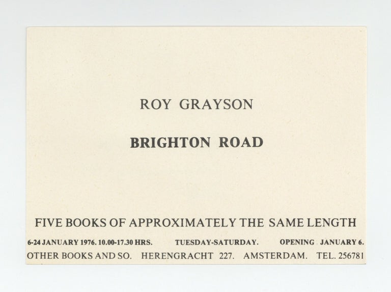 Item ID: 8583 Announcement postcard: Roy Grayson: Brighton Road, Five Books of Approximately...
