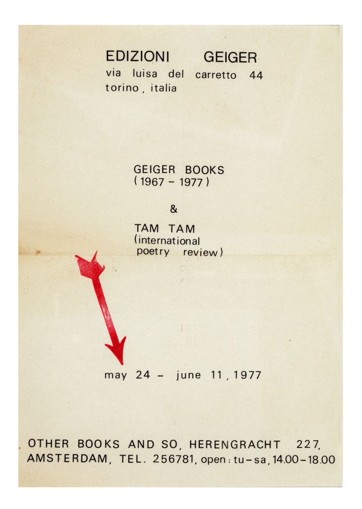 Item ID: 8587 A4 flyer: Geiger Books (1967-1977) & Tam Tam (international poetry review)...