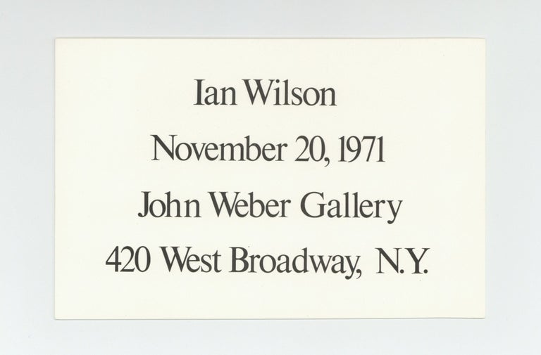 Item ID: 8634 Exhibition card: Ian Wilson (20 November 1971). Ian WILSON
