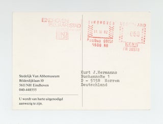 Exhibition postcard: At 20.00 P.M., Tuesday 22nd June 1982, IAN WILSON will be at the Van Abbemuseum for a discussion (22 June 1982).