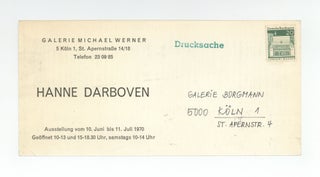 Exhibition postcard: Hanne Darboven (10 June-11 July 1970).