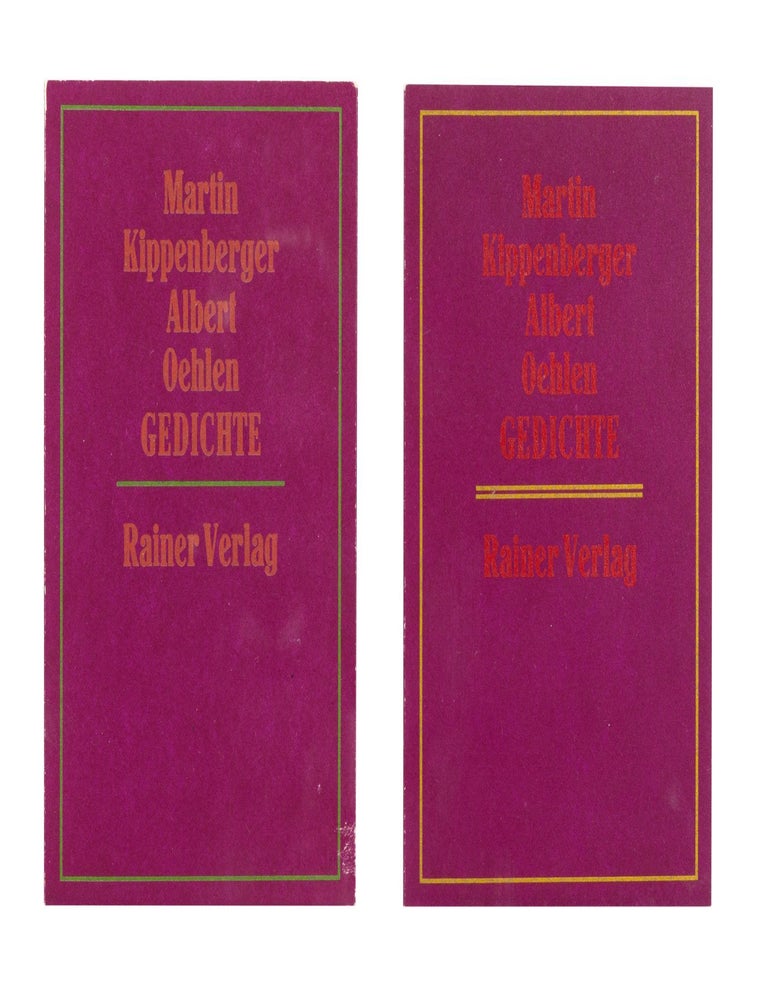 Item ID: 8779 Gedichte. Martin KIPPENBERGER, Albert OEHLEN