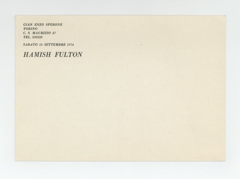 Item ID: 8790 Exhibition card: Hamish Fulton (opens 14 September 1974). Hamish FULTON