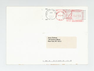 Exhibition postcard: Languages: Conceptual Forms, Marcel Broodthaers, On Kawara, Joseph Kosuth, Lawrence Weiner, Andre Cadere, Patrick Corillon, Sarah Seager (4 December 1990-26 January 1991).