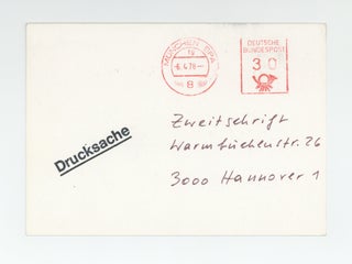 Exhibition postcard: Sigmar Polke, Fotos (April-June 1978, opens 14 April).