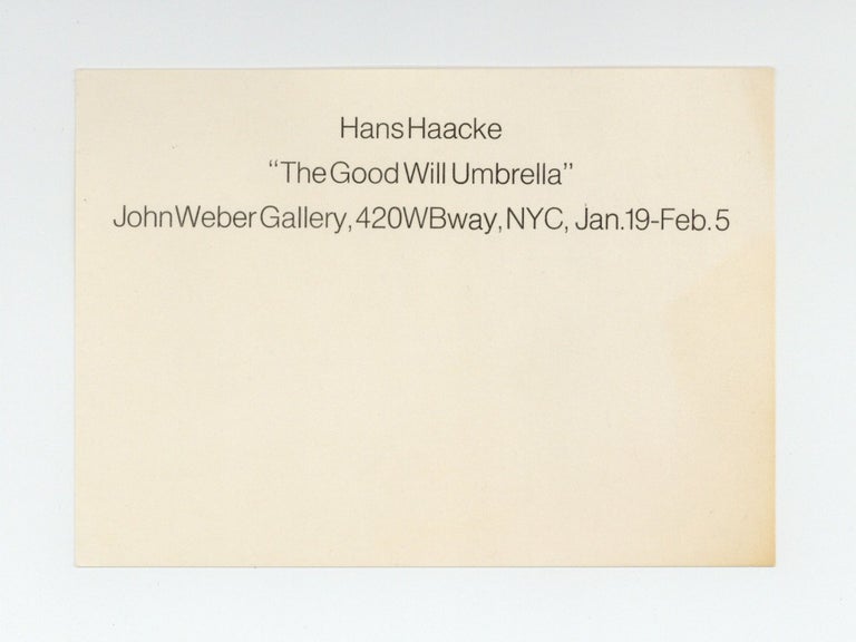 Item ID: 8834 Exhibition postcard: Hans Haacke: “The Good Will Umbrella” (19 January-5...