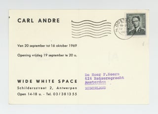 Exhibition postcard: Carl Andre (20 September-16 October 1969).