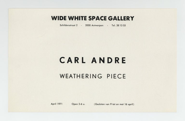 Item ID: 8878 Carl Andre: Weathering Piece ([22 April-6 May] 1971). Carl ANDRE.