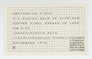 Carl Andre: Weathering Piece ([22 April-6 May] 1971).