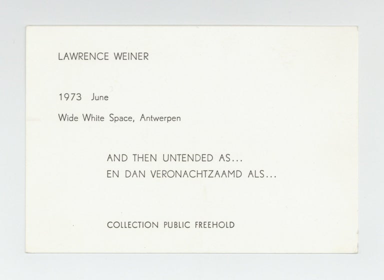 Item ID: 8879 Exhibition postcard: Lawrence Weiner (June 1973). Lawrence WEINER.