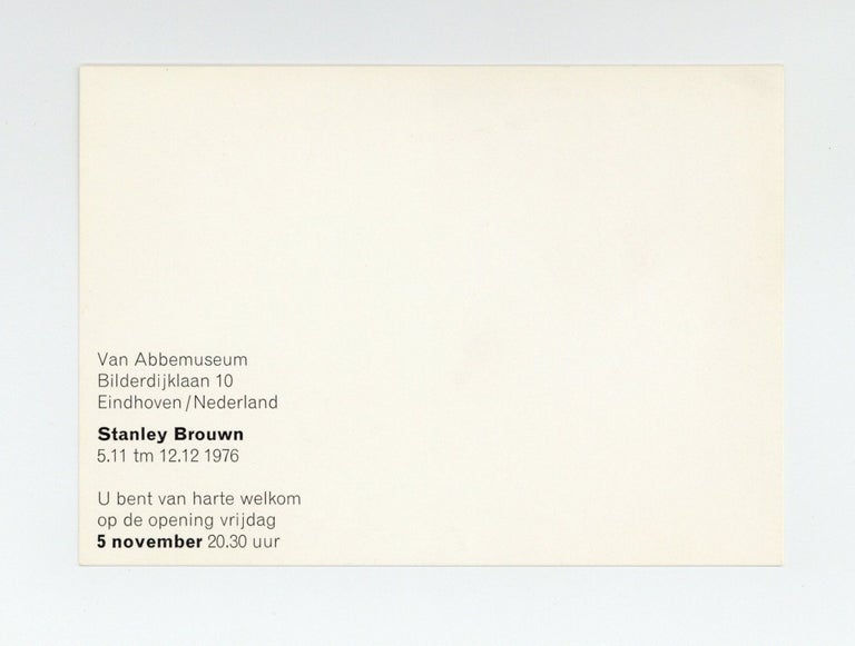 Item ID: 8899 Exhibition postcard: Stanley Brouwn (5 November-12 December 1976). Stanley...