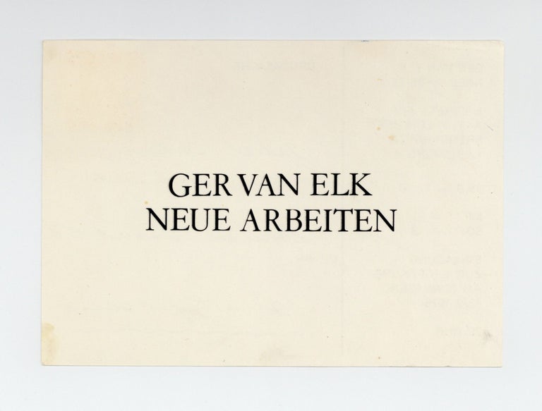 Item ID: 8947 Exhibition postcard: Ger Van Elk: Neue Arbeiten (13 September-12 October...