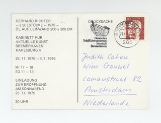 Exhibition postcard: Gerhard Richter: – 2 Seestücke – 1975 – ÖL auf Leinwand 200 x 300 cm (29 November 1975-4 January 1976).
