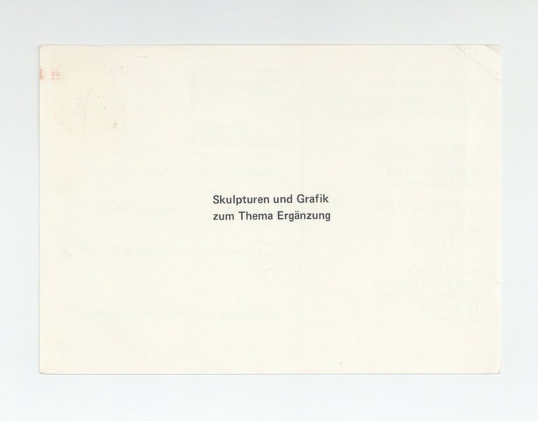 Item ID: 8950 Exhibition postcard: Ulrich Rückriem: Skulpturen und Grafik zum Thema...