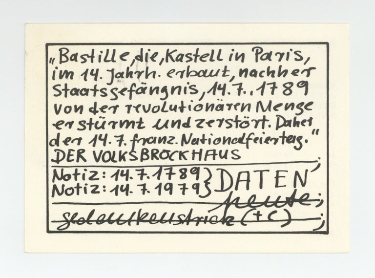 Item ID: 8964 Exhibition postcard: Hanne Darboven (14 July-12 August 1979). Hanne DARBOVEN