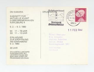 Exhibition postcard: On Kawara: Telegramme (9 February-9 March 1980).