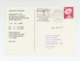 Exhibition postcard: Jochen Krüger (7 June-6 July 1980).