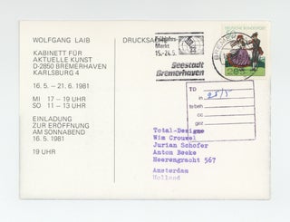 Exhibition postcard: Wolfgang Laib (16 May-21 June 1981).