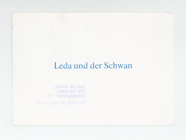 Item ID: 8975 Exhibition postcard: Gerard Hemsworth: Leda und der Schwan (29 October-27 November 1983). Gerard HEMSWORTH.