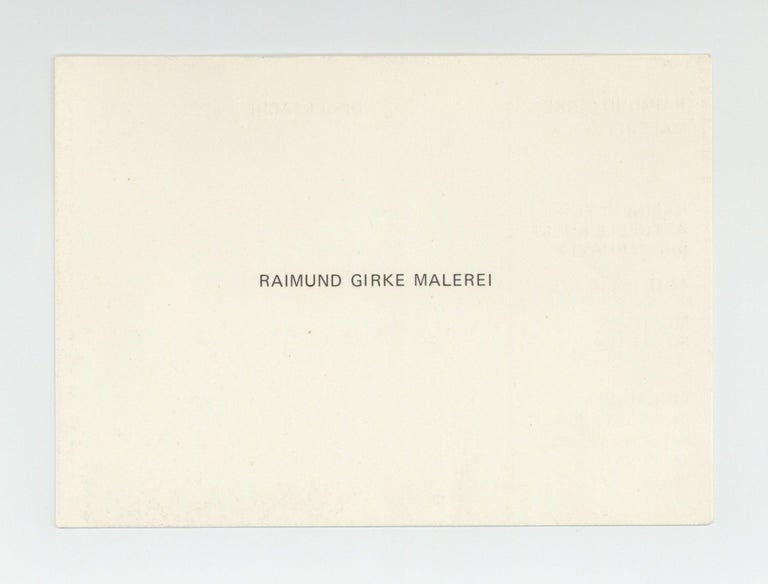 Item ID: 9001 Exhibition postcard: Raimund Girke: Malerei (14 December 1974-15 January 1975). Raimund GIRKE.