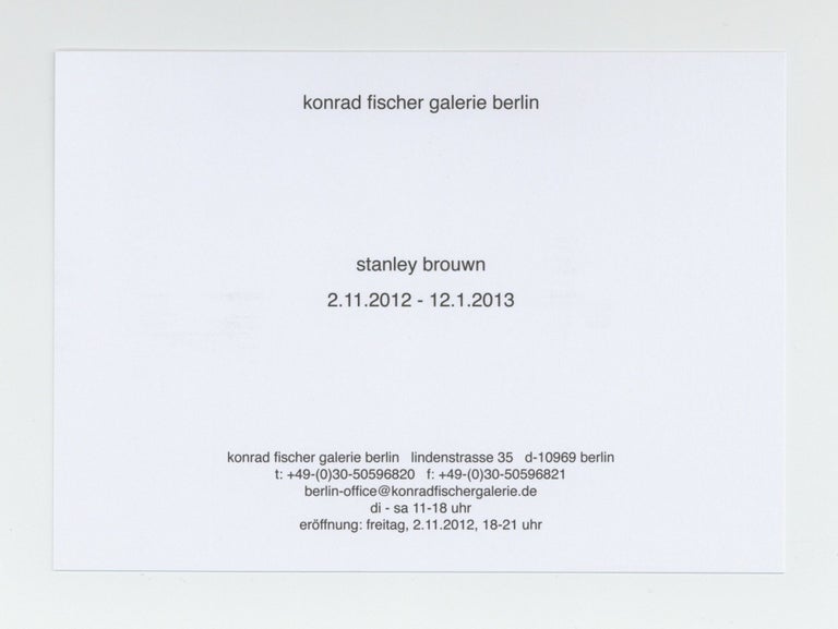 Item ID: 9044 Exhibition card: stanley brouwn (2 November 2012-12 January 2013). Stanley...