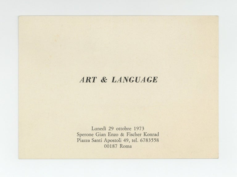 Item ID: 9050 Exhibition card: Art & Language (opens 29 October 1973). ART, LANGUAGE