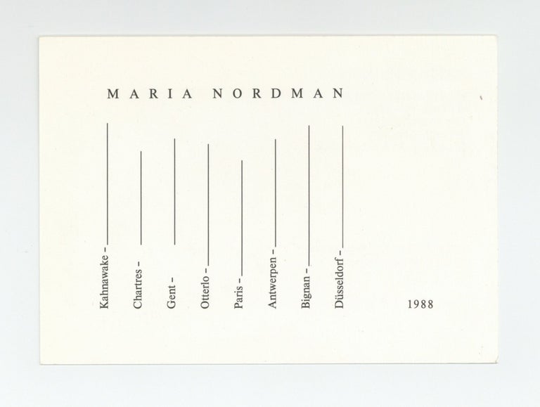 Item ID: 9058 Exhibition postcard: Maria Nordman Bei Konrad Fischer (opens 19 October 1988). Maria NORDMAN.