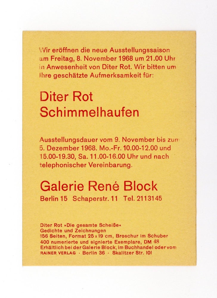 Item ID: 9100 Exhibition announcement: Diter Rot: Schimmelhaufen (9 November-5 December...