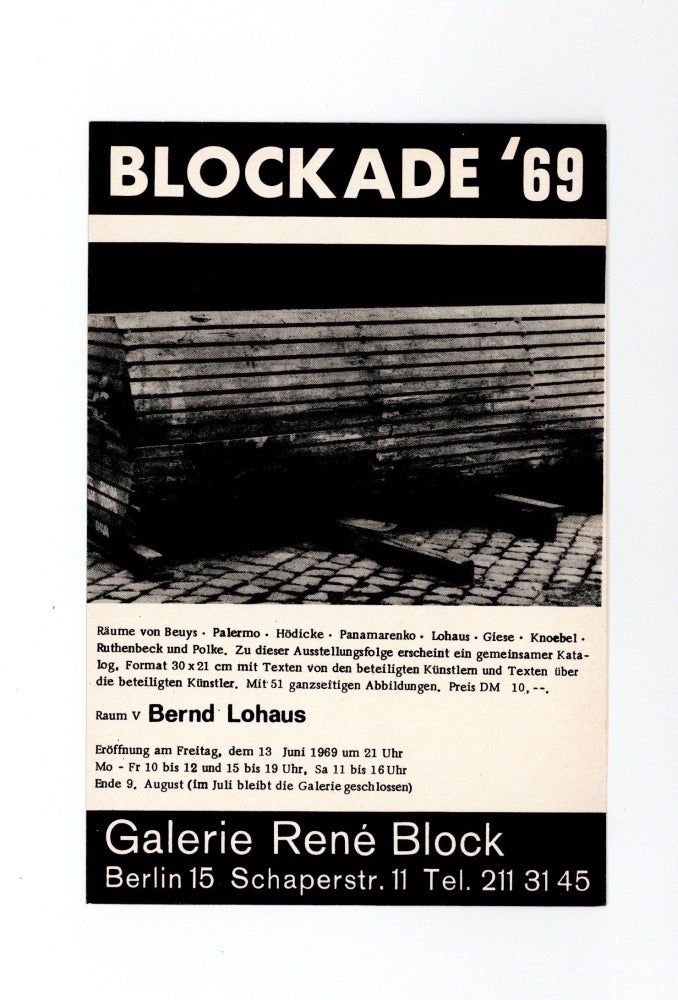 Item ID: 9101 Exhibition announcement: Blockade ‘69: Raum V Bernd Lohaus (13 June-9...