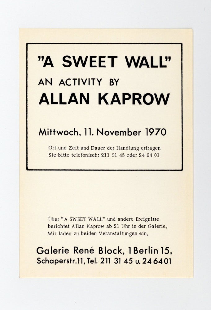 Item ID: 9103 Exhibition announcement: ”A Sweet Wall”: An Activity by Allan Kaprow (11...