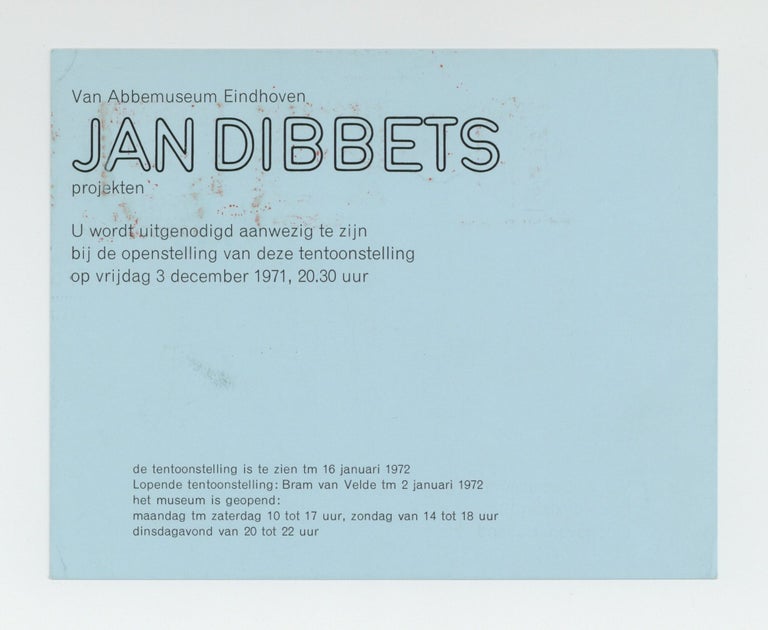 Item ID: 9113 Exhibition postcard: Jan Dibbets: projekten (3 December 1971-16 January 1972). Jan DIBBETS.